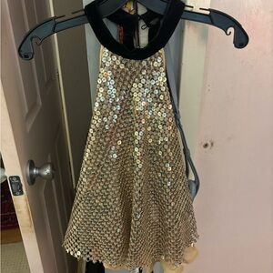 Free People Gold Sequin Halter Top
